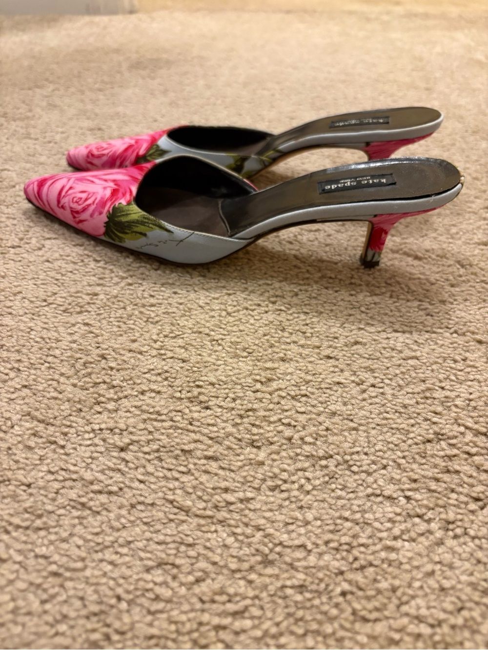Vintage Kate Spade New York Satin Floral Print Kitten Heels Shoes Size 6 - Picture 6 of 6